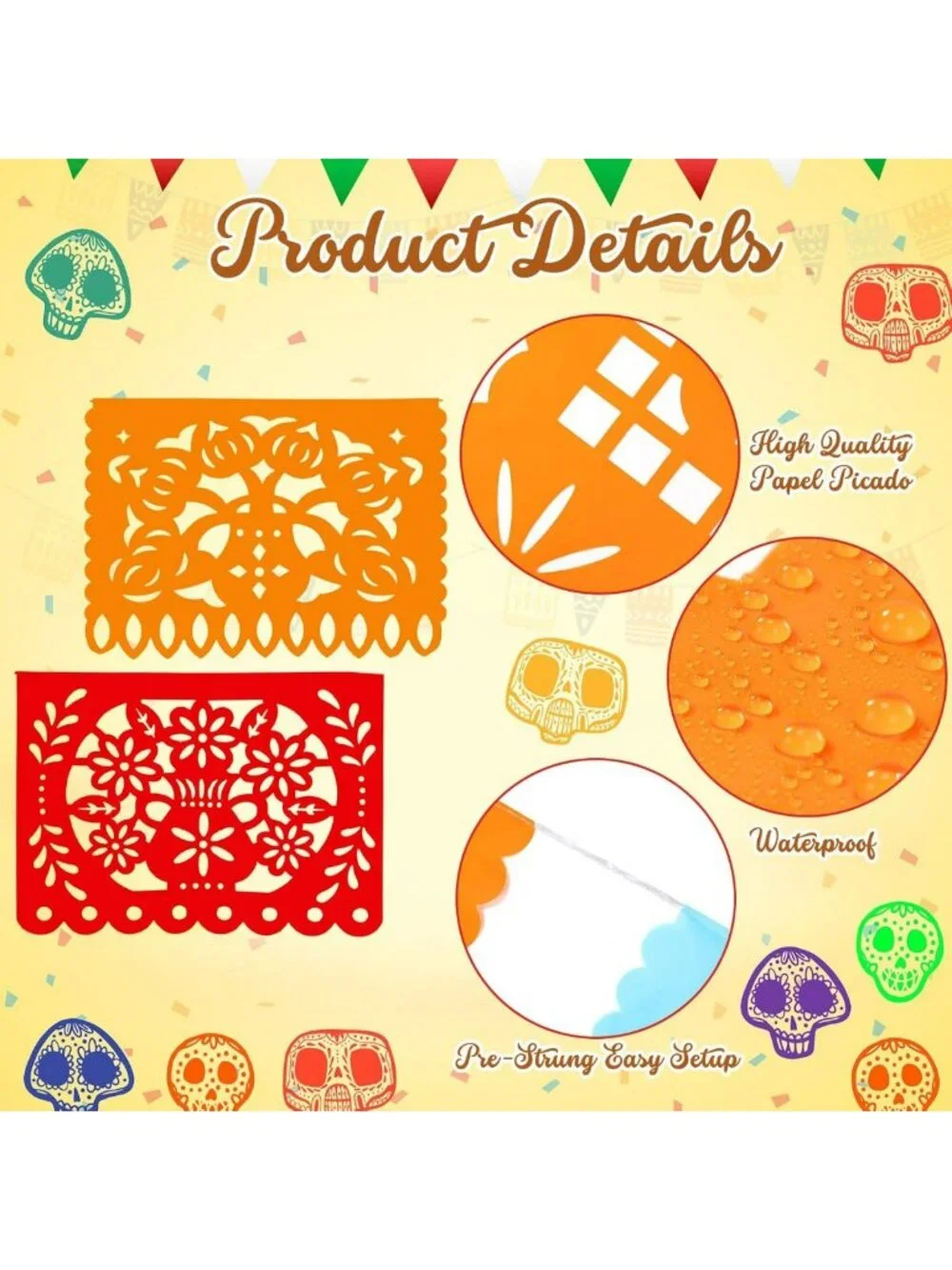 20 Pack Papel Picado Banners | Mexican Fiesta Decor for Cinco de Mayo Party